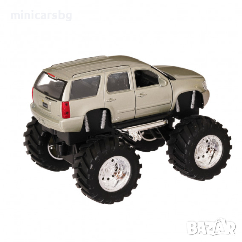 1:34 Метални колички: Monster Truck Chevrolet Tahoe 2008 (джип с големи гуми) Welly, снимка 2 - Колекции - 44525750