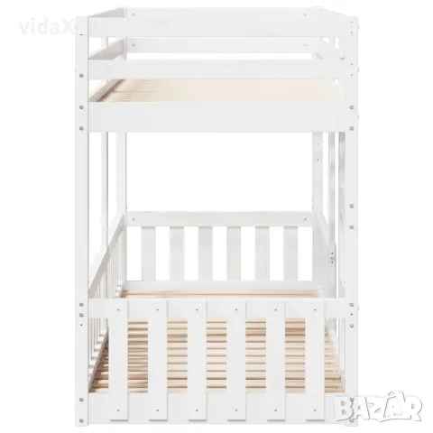 vidaXL Двуетажно легло, бяло, 90x200 см, борово дърво масив, снимка 6 - Спални и легла - 56147036