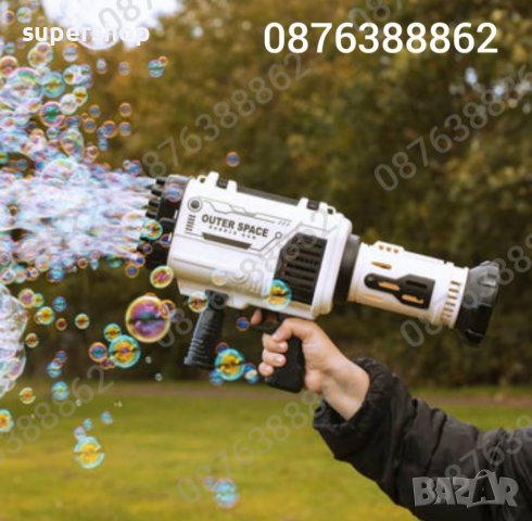 Автомат За Сапунени Балони, 64 Дула, 4 Диода, 42см, Базука за балони, снимка 9 - Електрически играчки - 40166684