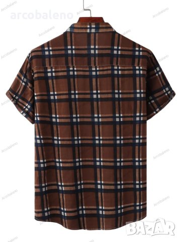 Мъжка памучна ежедневна риза с къс ръкав в плътен цвят, 10цвята , снимка 3 - Ризи - 41211154