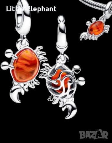 Сребърен висящ елемент Пандора,Дисни"Little Mermaid- crab-Себастиан"/нов, снимка 1