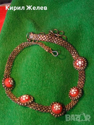 СТАРО РЕТРО ГОТИК АРТ КОЛИЕ ЧОКЪР посребрена благородна стомана с ВЕНЕЦИАНСКО СТЪКЛО МУРАНО 57391