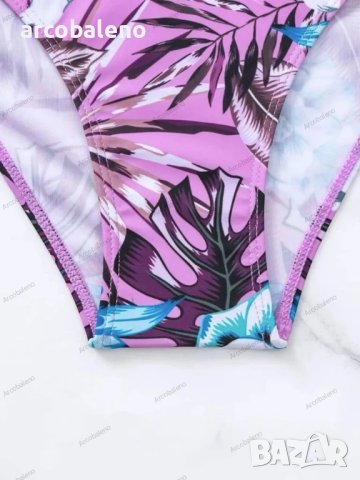 Дамски моден бански костюм от две части с принт на цветя, 2цвята , снимка 5 - Бански костюми - 41227947