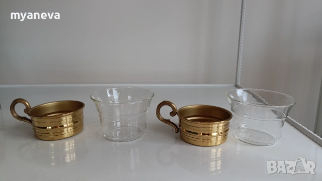 Комплект от две чаши с подстакани на немската марка Kassack.  , снимка 4 - Чаши - 53558417