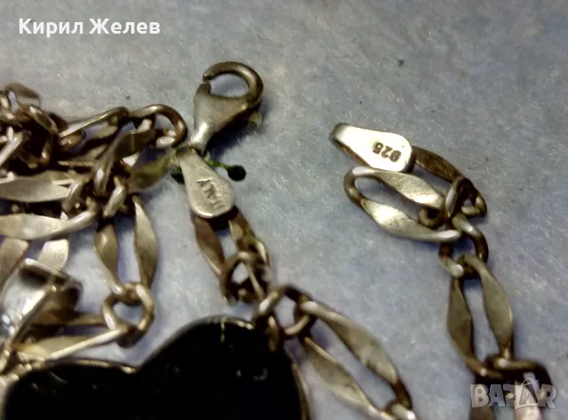 СРЕБЪРНО КОЛИЕ със СЪРЦЕВИДЕН МЕДАЛЬОН СРЕБРО 925 CSF с БЯЛА ПОЗЛАТА ЦИРКОНЧЕТА и ЕМАЙЛ 44392, снимка 6 - Колиета, медальони, синджири - 49916285