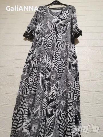 ДЪЛГА СТРАХОТНА ЧЕРНО БЯЛА РОКЛЯ 2XL-3XL, снимка 5 - Рокли - 50132964