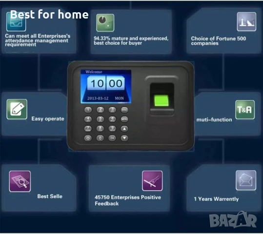 Машина за отчитане на работно време, биометричен скенер за разпознаване на отпечатъци, снимка 6 - Друга електроника - 53814988