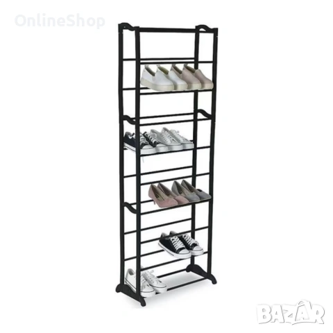 Рафт за обувки, 30 чифта, черен, 25x52x140см, пълен комплект, снимка 8 - Други стоки за дома - 53771515