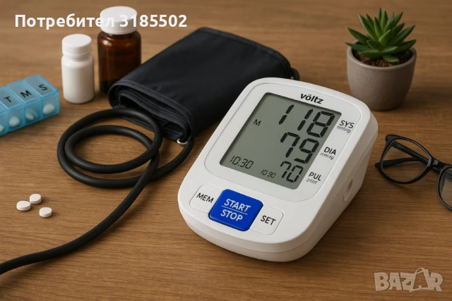 Апарат за кръвно налягане Voltz, Маншет, 2х90 позиции памет, LCD дисплей, Бял, снимка 4 - Медицинска апаратура - 51227305