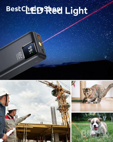 Мощен Power Bank, Външна батерия Genmifly 27000mAh 65W PD с бърз вход/изход, вграден USB-C, снимка 8 - Външни батерии - 53585464