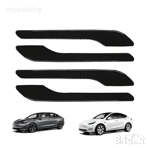 черен гланц дръжки за врати за Tesla Model 3 и Model Y – 4 броя