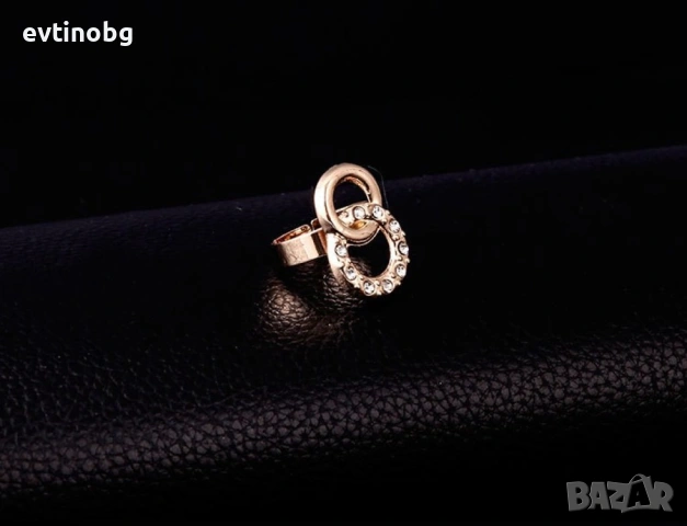 Позлатен комплект бижута от 4 броя части с преплетени рингове, снимка 5 - Колиета, медальони, синджири - 53843561