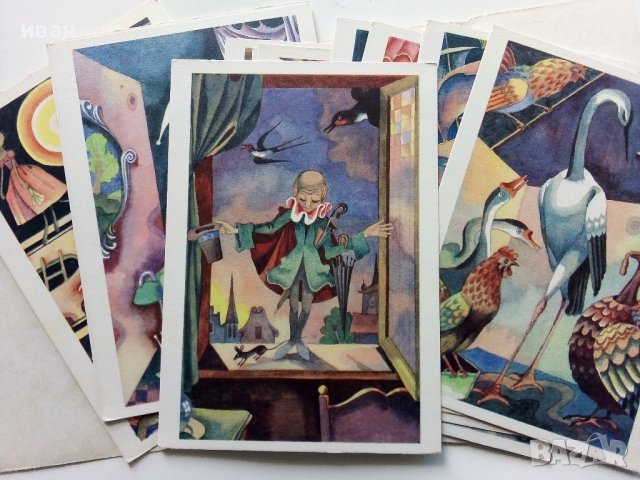 Приказка в картички "Оле-Лукойе - Андерсен" - 1974г. 14 картички с обложка., снимка 4 - Колекции - 41167747