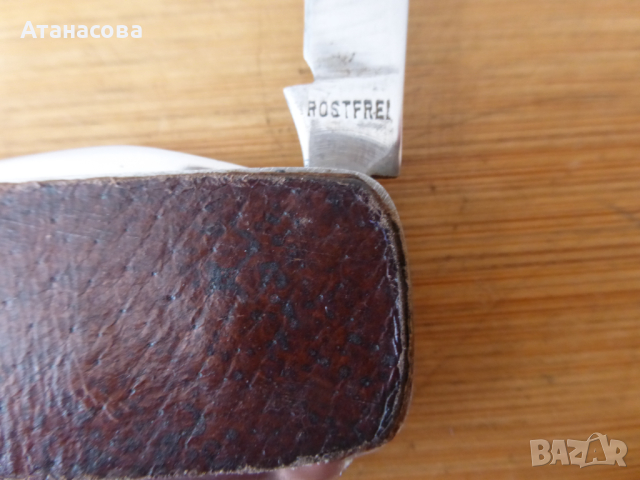 Рядко джобно ножче 4 инструмента кожено, снимка 4 - Антикварни и старинни предмети - 44755831
