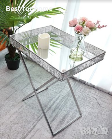 Сгъваема метална маса с огледален плот, снимка 4 - Маси - 41358505