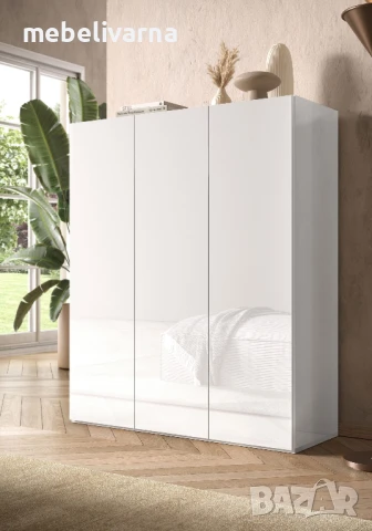 Шкаф Smile внос от Германия бял гланц, снимка 3 - Шкафове - 50616700