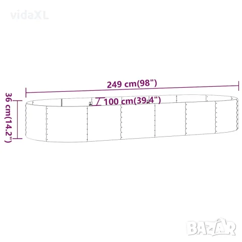 vidaXL Градинска повдигната леха поцинкована стомана сиво, снимка 6 - Саксии и кашпи - 56146657
