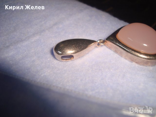 ПОЗЛАТЕН СРЕБЪРЕН АРТ МЕДАЛЬОН СРЕБРО 925 с ЮВЕЛИРНО ШЛИФОВАН РОЗОВ ОПАЛ 25164, снимка 8 - Колиета, медальони, синджири - 35926870
