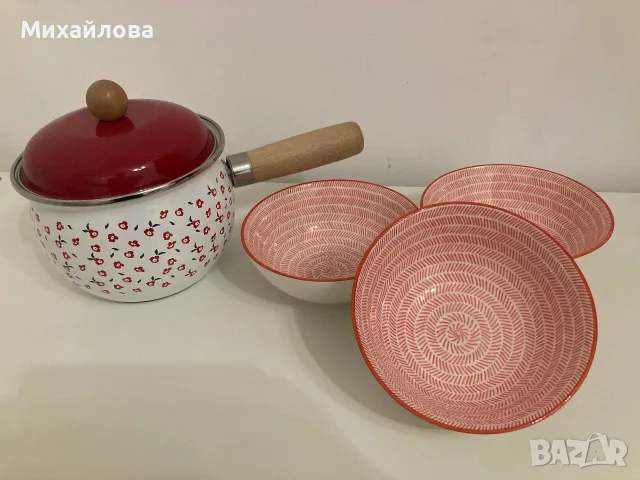 Очарователен кухненски комплект в ретро стил- тенджера с три купи, снимка 3 - Други - 56191659