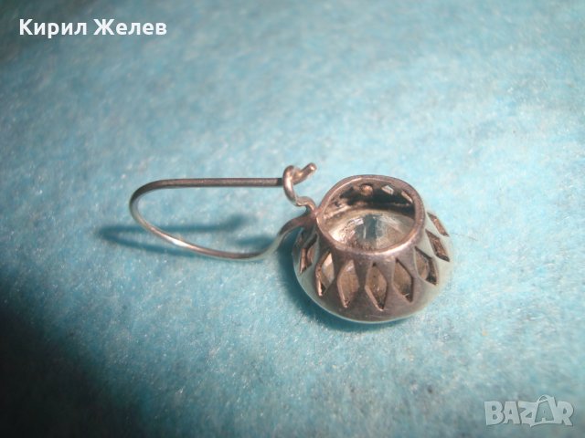 СТАРА СРЕБЪРНА ВИНТИДЖ ОБЕЦА с ПЛАНИНСКИ ФАСЕТИРАН КРИСТАЛ 26301, снимка 4 - Обеци - 35777128