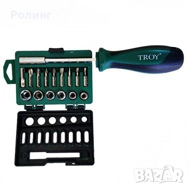 Комплект Ръкохватка с битове и вложки 16 бр. / Troy 22316 /