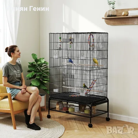 Клетка за птици PawHut, включваща кацалки, играчки за птици, снимка 2 - За птици - 56240864