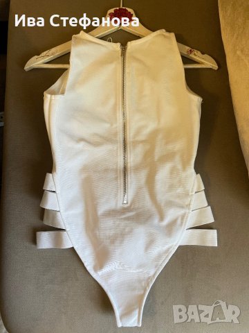 Ново с етикет хигиена лепенка луксозно парти елегантно официално бяло бандажно боди , снимка 11 - Потници - 41773314