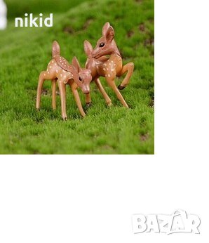 2 бр Бамби мини Сърнички сърна пластмасови фигурки pvc украса декорация торта фигурка, снимка 4 - Фигурки - 22519791