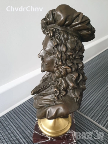 29см-3кг Belleuse статуетка/френска бронзова скулптура/фигура-бюст на Рембранд, снимка 7 - Статуетки - 52724476