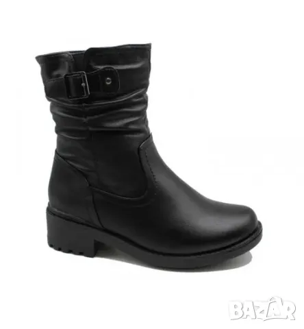 ДАМСКИ БОТИ НА НИСЪК ТОК В ЧЕРНО N4, снимка 3 - Дамски боти - 47401569