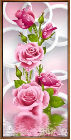 Диамантен гоблен с роза Розова, Синя или Лилава, снимка 1 - Гоблени - 40992943