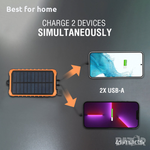 Соларна външна батерия с динамо и 2xUSB-A изхода от 4smarts Solar Rugged, снимка 3 - Външни батерии - 44782096