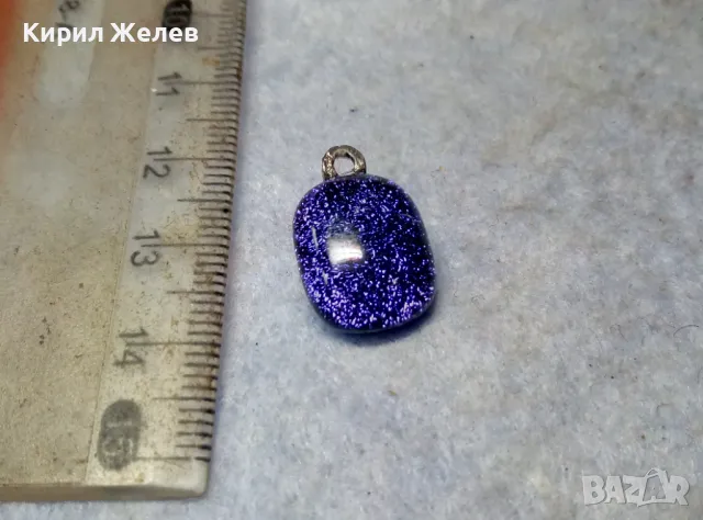 ВИНТИДЖ АРТ ПЕНДАНТ ЦВЕТНО СТЪКЛО с ПОСРЕБРЕН ДЪРЖАЧ от БЛАГОРОДНА СТОМАНА 42827, снимка 10 - Колиета, медальони, синджири - 49757662