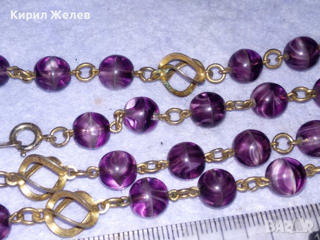 СТАРО АР НУВО РЕТРО КОЛИЕ ОГЪРЛИЦА ВЕНЕЦИАНСКО СТЪКЛО МУРАНО и ПОЗЛАТЕН БРОНЗ РЪЧНА ИЗРАБОТКА 37661, снимка 8 - Антикварни и старинни предмети - 41838532