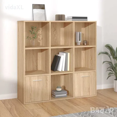 vidaXL Шкаф библиотека, дъб сонома, 98x30x98 см, инженерно дърво, снимка 2 - Етажерки - 56147714