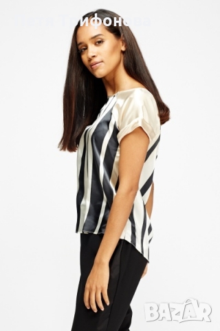 ЛИКВИДАЦИЯ Сатенена блуза къс ръкав размер С от Англия, снимка 2 - Тениски - 36047280