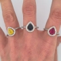 сребърен пръстен с рубини син сапфири, желт сапфири , снимка 1