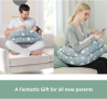 Възглавница за бременни и кърмене на бебе, памучна калъфка, презрамка, снимка 4
