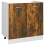 vidaXL Долен шкаф за мивка, опушен дъб, 80x46x81,5 см, инженерно дърво（SKU:815564, снимка 1 - Шкафове - 44510872