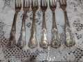 Стари антикварни посребрени прибори вилички 6 бр. маркирани, снимка 3
