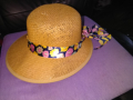 Женска сламена с панделка панама модерна шапка нова №58