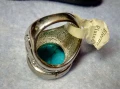КРАСИВО ОРНАМЕНТИРАН ПОСРЕБРЕН БРОНЗОВ ПРЪСТЕН с НАТУРАЛЕН ТЮРКОАЗ 48882, снимка 3