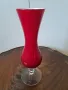 винтидж ваза от рубинено стъкло с прозрачен пиедестал     1/1, снимка 2