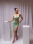 Стилна зелена дамска рокля , снимка 3