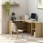 vidaXL Г-образно ъглово бюро дъб сонома 120x140x75 см инженерно дърво, снимка 2
