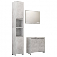 Комплект мебели за баня от 3 части, бетонно сив, ПДЧ, снимка 2 - Шкафове - 36310834