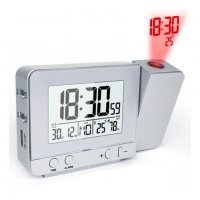 Прожекционен часовник с термометър, влагомер, USB слот,календар и будилник , снимка 4 - Стенни часовници - 39223622