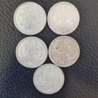 Япония 50 сен 1922.23.24.25.26 години  пълна колекция от Тайшо ера сребърни монети от колекция, снимка 1 - Нумизматика и бонистика - 44508335
