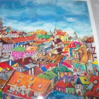 "Цветен град" картина на худ. Десислава Илиева, снимка 6 - Картини - 36109762