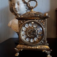Антикварен каретен часовник от позлатен бронз, снимка 1 - Колекции - 39122460